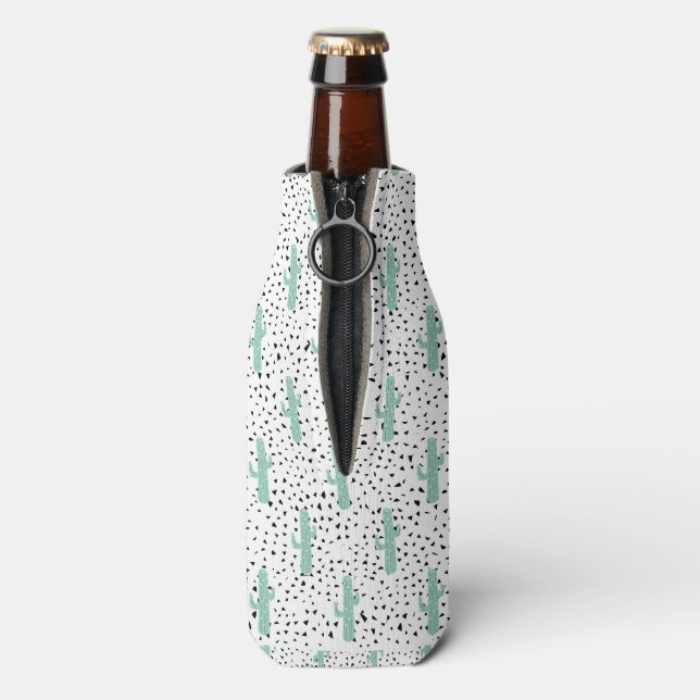 Modern Artistic Abstract Cactus and Triangles Bottle Cooler (Bottle Back)