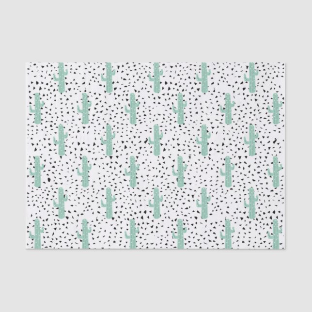 Modern Artistic Abstract Cactus and Triangles Tissue Paper (Front)