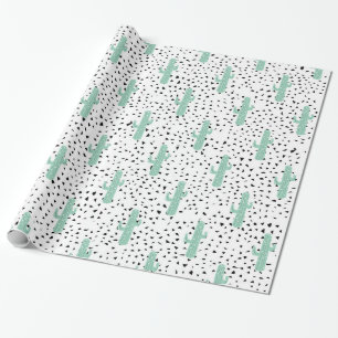 Modern Artistic Abstract Cactus and Triangles Wrapping Paper