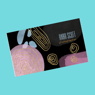 Modern artistic abstract gold black pink blue  business card