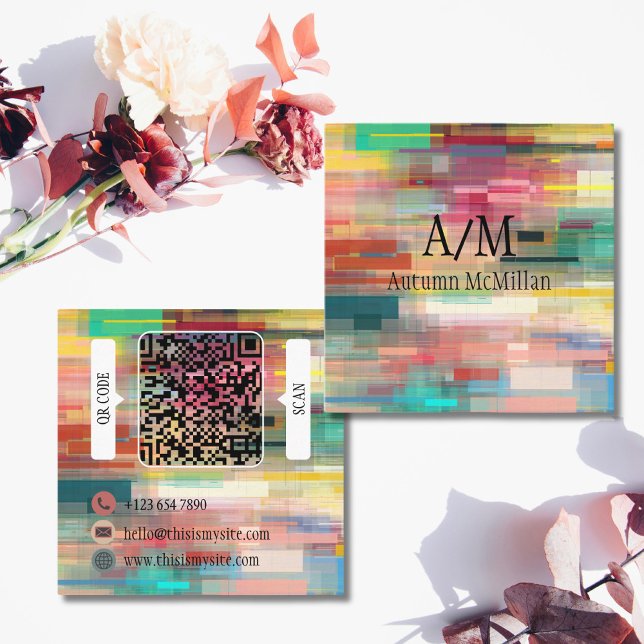 Modern Artistic Art Multicolor  Square Business Card (Creator Uploaded)