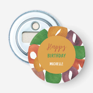 Modern Artistic Autumn Colourful Pattern Birthday Bottle Opener