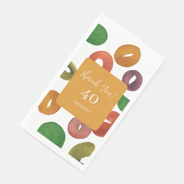 Modern Artistic Autumn Colourful Pattern Birthday Napkin (Corner)