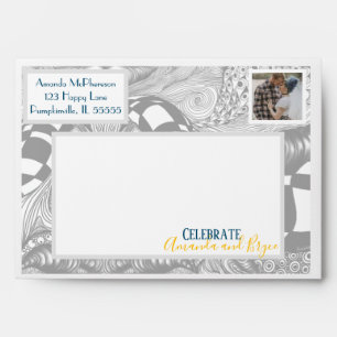 Modern artistic black and white line design envelope