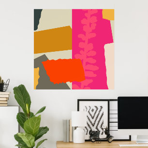 Modern Artistic Botanical Silhouette Colour Blocks Poster