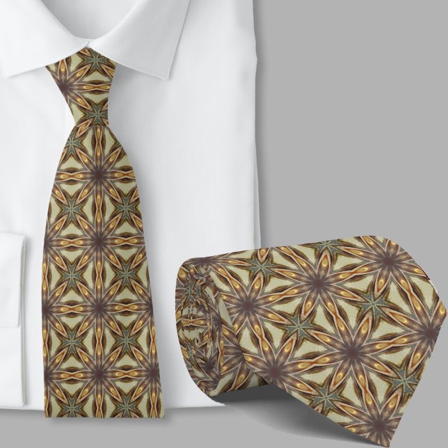 Modern Artistic Brown Geometric Pattern Necktie (Creator Uploaded)