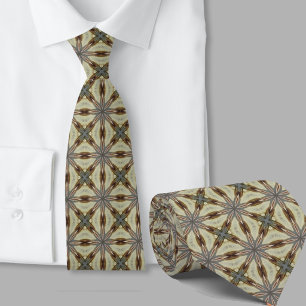 Modern Artistic Brown Geometric Pattern Necktie