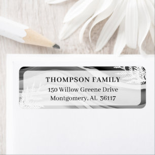 Modern & Artistic Cedar Leaf & Japandi Black Ink Return Address Label