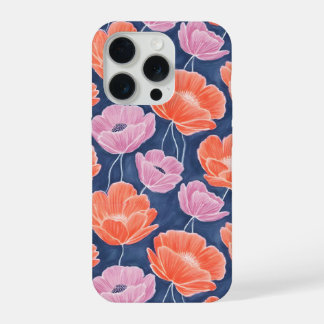 Modern Artistic Coral Pink Poppies Floral iPhone 15 Pro Case