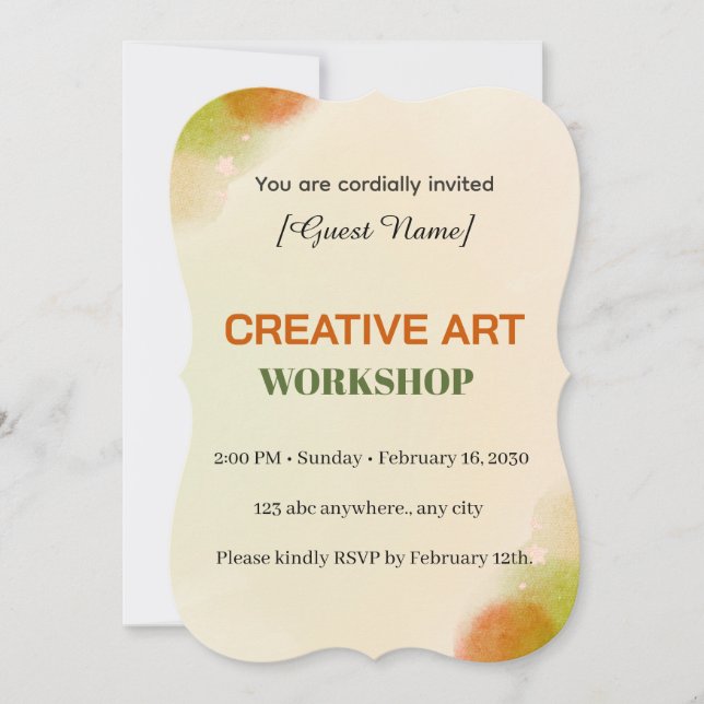 Modern Artistic Event Card | Creative Art Workshop (Front)