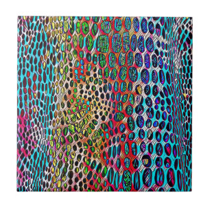Modern Artistic Fall Toned Snake Skin Pattern Ceramic Tile