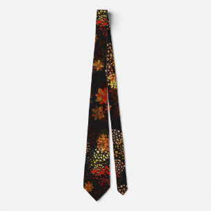 Modern artistic floral design brown fall colours tie