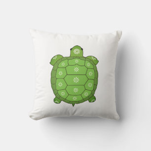 Modern Artistic Green Tortoise on White Cushion