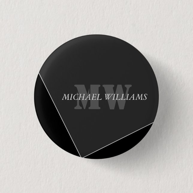 Modern Artistic Grey Black Monogram 3 Cm Round Badge (Front)