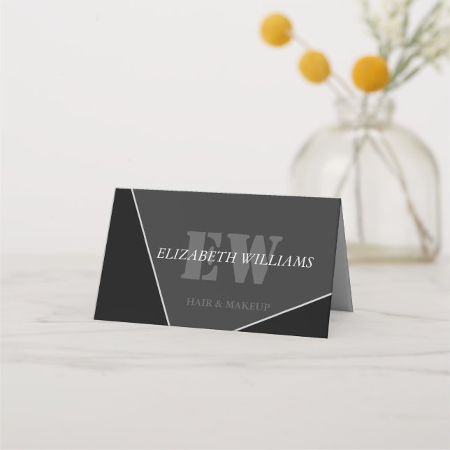 Modern Artistic Grey Black Monogram Appointment Ca Card (Front)