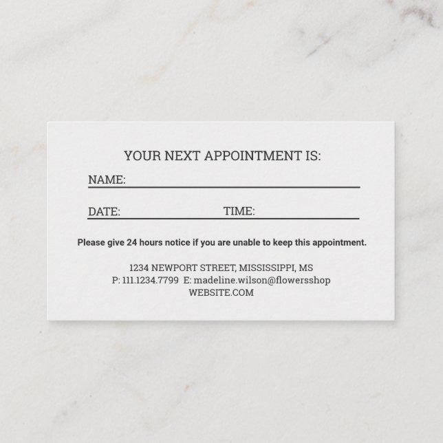 Modern Artistic Grey Black Monogram Appointment Card (Back)