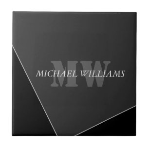 Modern Artistic Grey Black Monogram Ceramic Tile
