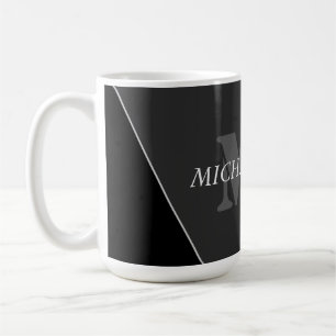 Modern Artistic Grey Black Monogram Coffee Mug