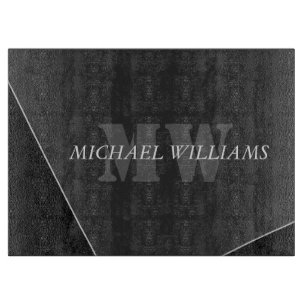 Modern Artistic Grey Black Monogram Cutting Board