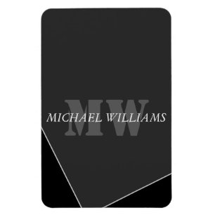 Modern Artistic Grey Black Monogram Magnet