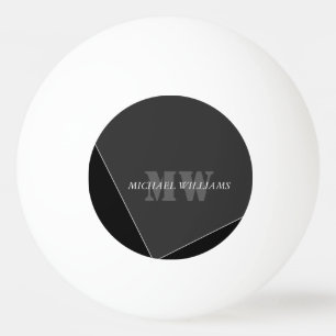 Modern Artistic Grey Black Monogram Ping Pong Ball