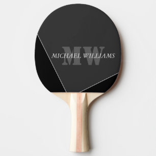 Modern Artistic Grey Black Monogram Ping Pong Paddle