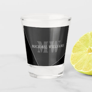 Modern Artistic Grey Black Monogram Shot Glass