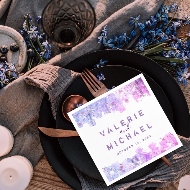 Modern Artistic Grunge Pink and Purple Wedding Napkin (Creator Uploaded)