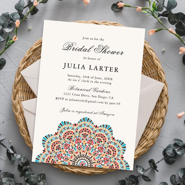 Modern Artistic Motif Style Mandala Bridal Shower Invitation (Creator Uploaded)