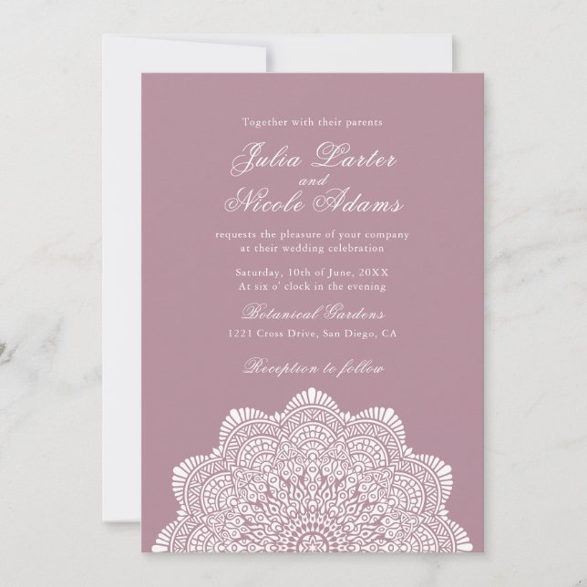 Modern Artistic Motif Style Mandala Wedding Invitation (Front)