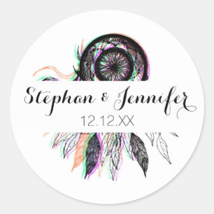 Modern Artistic Native American Dreamcatcher Classic Round Sticker