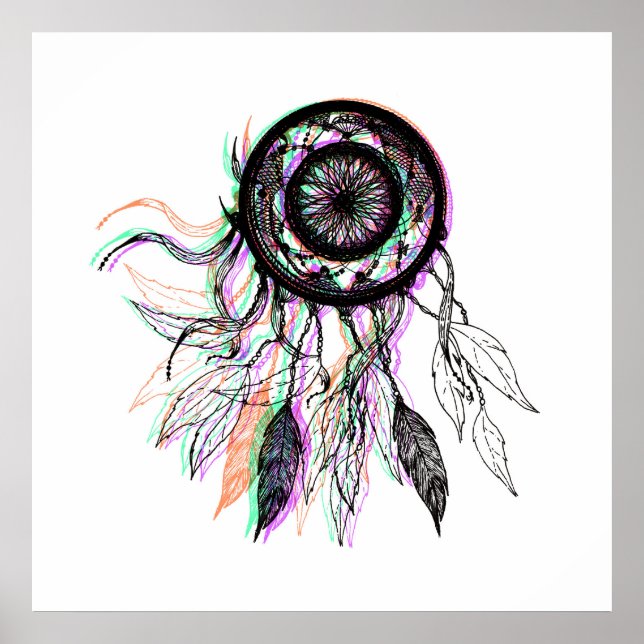 Modern Artistic Native American Dreamcatcher Poster (Front)