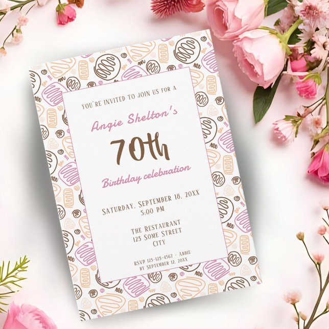 Modern Artistic One Line Art 70th Birthday Party  Invitation (Creator Uploaded)