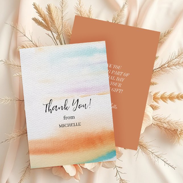 Modern Artistic Rainbow Pattern Birthday Thank You Card (Creator Uploaded)
