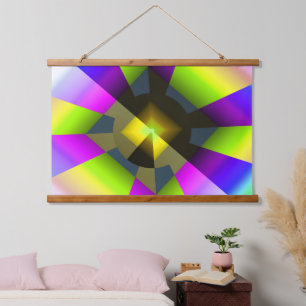 Modern Artistic Rainbow Shiny Iridescent Fractal Hanging Tapestry