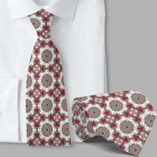 Modern Artistic Red Geometric Pattern Necktie