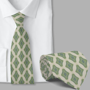 Modern Artistic Sage Green Pattern Necktie