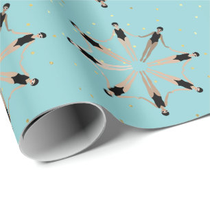 Modern Artistic Synchronised Swimmers  Wrapping Paper