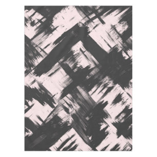 Modern Artsy Blush Pink Black Abstract Brushstroke Tablecloth