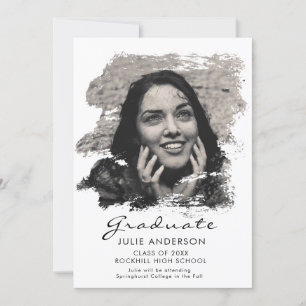 Modern Artsy Brush Stroke Grad Announcement