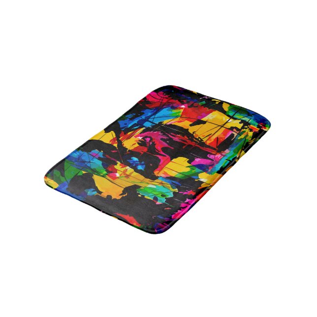 Modern Artsy Colorful Bath Mat (Angled)