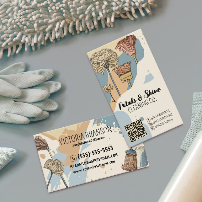 Modern Artsy Colour Splash Professional Cleaner Business Card (Creator Uploaded)