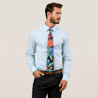 Modern Artsy Coral Blue Floral Watercolor Pattern