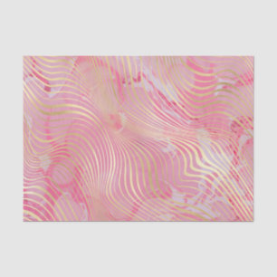Modern Artsy Pink Gold Curved Stripes Marble Tissue Paper