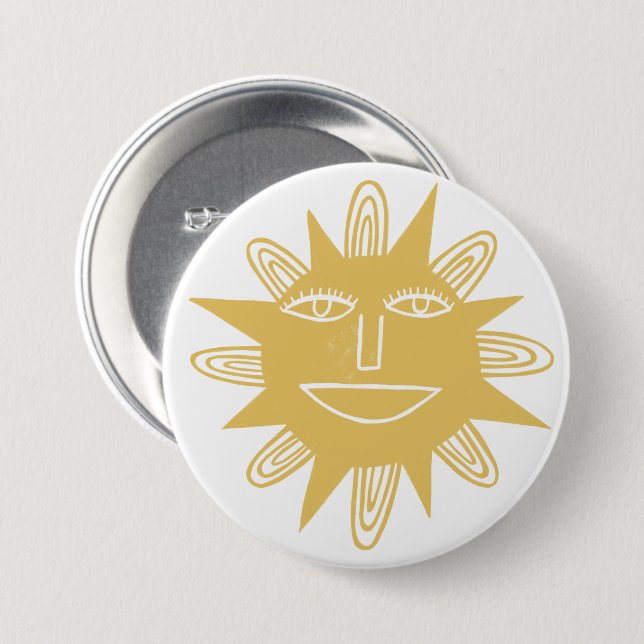 Modern Artsy Sun Yellow Cute 7.5 Cm Round Badge (Front & Back)