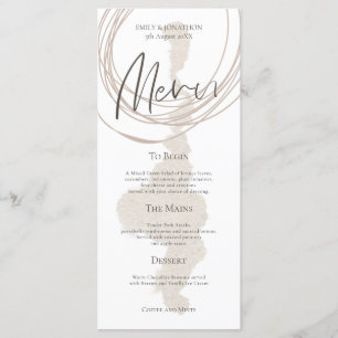 Modern Arty Circular Lines Shape Beige Wedding Menu