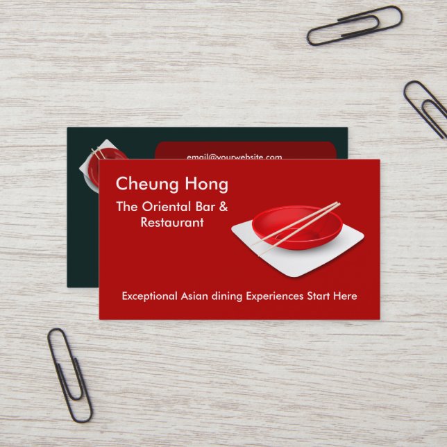 Modern Asian Dining Business Card (Front/Back In Situ)