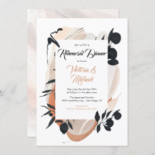 Modern Asian Watercolor Neutral Rehearsal Dinner Invitation