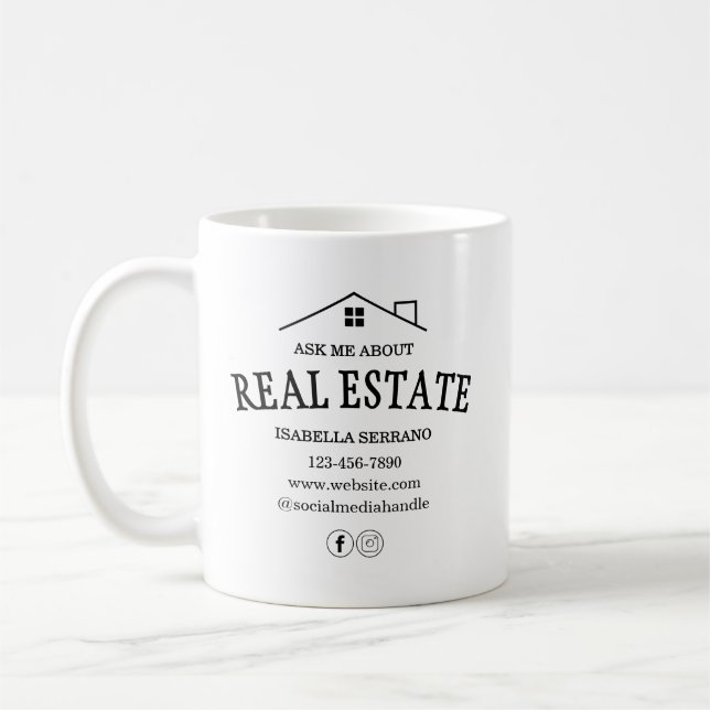 Modern Ask Me About Real Estate  Coffee Mug (Left)
