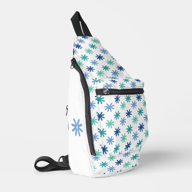 Modern AsteriskS Ocean Colours On White-Personalis Sling Bag (Left Corner)